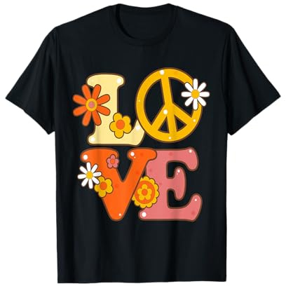 Costume Hippie années 60 et 70 avec Signe de Paix T-Shirt