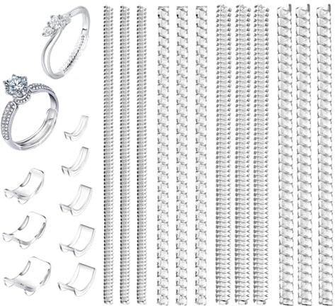 20 pièces Ajusteur de Taille de Bague Invisible pour Bagues Desserrées, Ajusteurs D'anneaux en Spirale, Tailles Adaptateur Bague Trop Grande