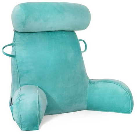 MINGPINHUIUS Cojín de lectura XL para cama y sofá con rollo cervical extraíble, cojín de espalda ideal para adultos con espuma viscoelástica para lectura cómoda, trabajar, jugar, ver la televisión