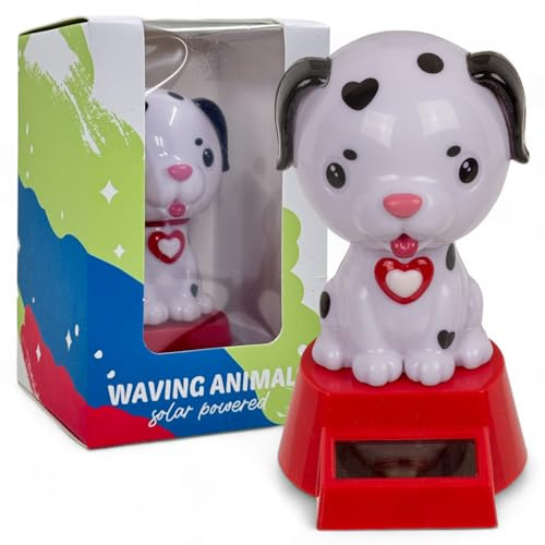 MIJOMA Figura oscillante a energia solare - Figura mobile con pannello solare, plastica, 10 cm di altezza, nessuna batteria necessaria, per davanzali, auto e luoghi soleggiati (cane Kawaii)
