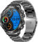 Smartwatch Herren mit Telefonfunktion, 800mAh Akku, 1,85” AMOLED 5ATM Wasserdichte Fitnessuhr mit Schrittzähler SpO2, Schlafmonitor, 123 Sportmodi Aktivitätstracker für Android iOS (Schwarzer Stahl)