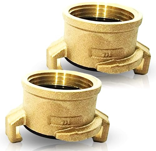 PipeSan Raccordo Rapido Geka 1 in Ottone – Set da 2 | Filetto Femmina | Sistema a Baionetta | Compatibile Gardena | Passaggio totale | Irrigazione Giardino e Casa