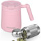 PATMOSEAL Tasse à thé isotherme avec infuseur et couvercle, anti-fuite, tasse à thé thermique avec poignée pour la maison et le bureau, 500 ml (rose)