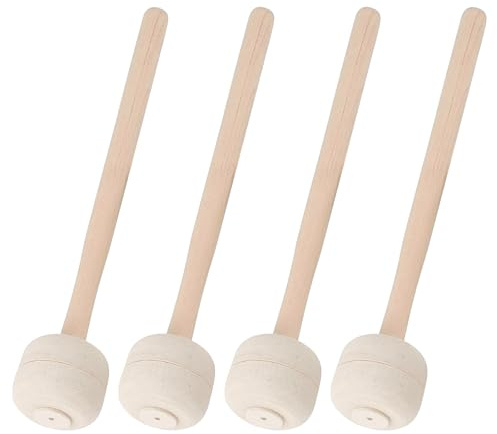 4 PCS Baquetas de Bombo,Mazo De Bombo,Mazos De Percusión con Cabezal de Fieltro de Lana,Mazos de Tambor de Marcha Baquetas de Fieltro de Lana