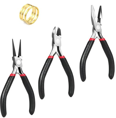 4 Set Lightweight Jewelry Pliers Kits Polished Smooth Jewelry Pliers Needle Making Repair Removal Bent Nose Pliers for Cutting DIY Jewelry Craft (Black)