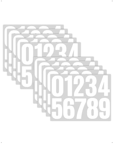 SanKristo Lot de 10 Feuilles Numero Boîte aux Lettres, Chiffres Adhésifs de 0 à 9, 10 CM Numero Adhesif Extérieur, Chiffre Autocollant pour Boîte aux Lettres, Panneaux de Maison, Poubelles(Blanc)