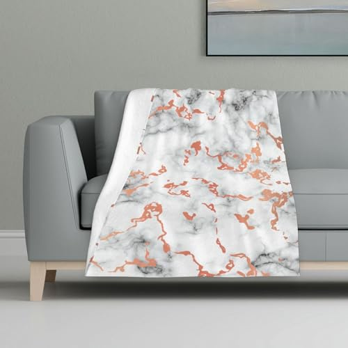 ZTPOWQA Manta de franela suave y cálida con estampado de salpicaduras de cobre con textura de mármol, para cama, sofá, viajes, camping, lavable, invierno y otoño