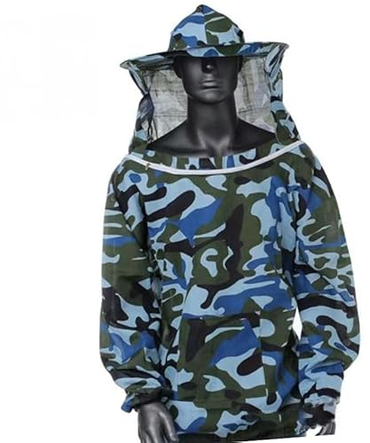 Omquot Professionell Lätt Biodlarjacka Maximalt Skydd för Biodling och Honungsskördningsmaterial Polyester för Nybörjare och Professionella Biodlare (Ljusblå)