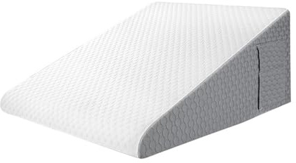 Ortopedisk SäNgkilkudde,Triangelkudde I HöGdensitetsminnesskum FöR Sura UppstöTningar,GERD,Snarkning,Lindring Av Nacke Och RyggsmäRtor,Benlyft,Avtagbart TväTtbart öVerdrag(Size:61*61*20.5cm,Color:Whit