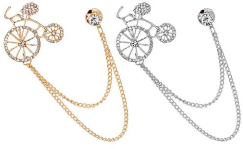 Yardwe 2 Pièces Broche Vélo en Diamant Épingle de Poitrine en Diamant, Fer Argenté, Détails Délicats, Décorative, pour Vêtements et Paquet, Style Élégant et Créatif