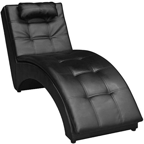 vidaXL Chaise Longue con cuscino per soggiorno, sedia a sedere mobili per casa e ufficio, divano letto, poltrona reclinabile, divano longue, in ecopelle nera