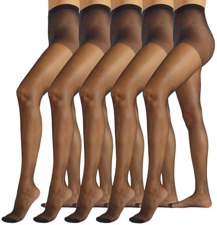 PIKY PACK 5 PAIRES Collants Voile, Collant Transparent, Collants Femme, Bas Collant Femme | Naturel, Noir | | S, M, L, XL | Made in Italy (S, Noir)