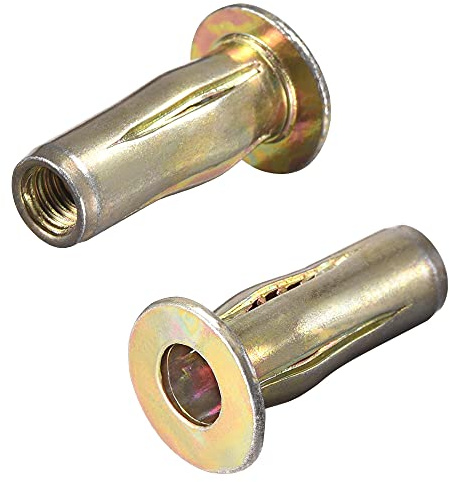 uxcell Multi-Grip Rivet-Nut, M5 Pre-Bulbed Shank Carbon Steel Color-Zinc-Plated Flat Head Threaded Insert Nut 25Pcs