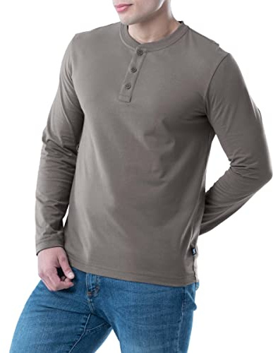 Lee Long Sleeve Soft Washed Cotton Henley T-Shirt Camisa, Gris, S para Hombre