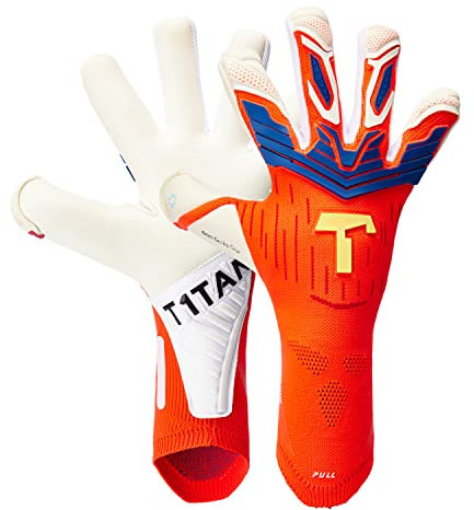 T1TAN Alien Gravity Red 2.0 Torwarthandschuhe für Erwachsene, Fußballhandschuhe Unisex - Mixed Cut und 4mm Profi Grip - Gr. 10