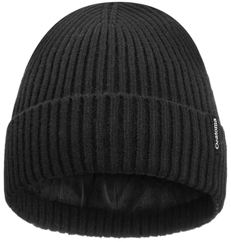 Ocatoma Beanie for Men Women Winter Cuffed Hat with Warm Lining Soft | Ski Hat Unisex Cap Gifts for Men Women