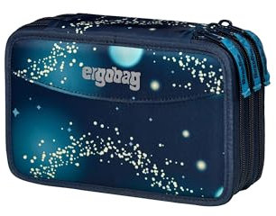 ergobag Maxi Mäppchen Set 40-Teilig, Lyra Bunt- und Filzstifte, Kleingeld Fach, Lineal, Schere RaumfahrBär - Dunkelblau