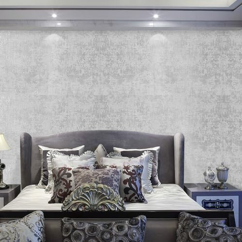 Trafagala Industrial Textured Concrete Effect Wallpaper Cement Gray Shabby Chic Ceiling Paper Removable Non-Woven Natural Stone Wallpaper for Bedroom Living Room Hallway Ceiling Paper