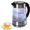 Syntrox 1,7 l Edelstahl Wasserkocher Glas beleuchtet Aguas | Teekocher, LED-Beleuchtung, 2000 Watt, modern, Schnellkocher, Elektrogeräte, mit Cool-Touch-Griff, Energiesparend