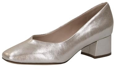 CAPRICE Damen Pumps aus Leder Kleiner Absatz, Beige (Taupe Metallic), 39 EU