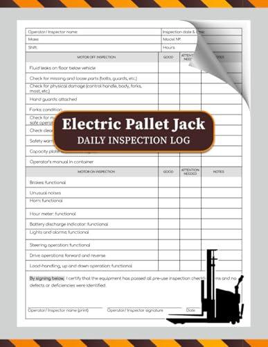 Electric Pallet Jack Daily Inspection Log
