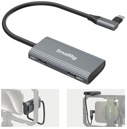 SMALLRIG Hub USB-C 4 en 1 avec Support pour Griffe Froide, Hub Multiport Type-C avec PD 100 W/USB-C 3.1/USB-C 2.0 avec Adaptateur Audio x 2, pour le Tournage Mobile de Vidéos ProRes à 4K 60 ips - 4598