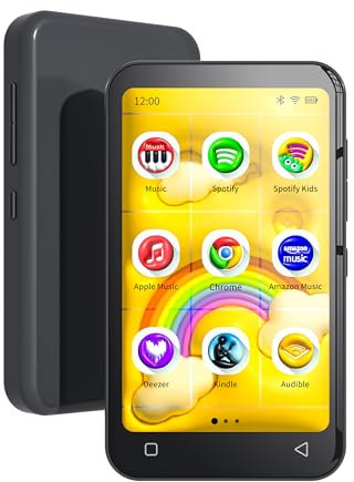 TIMMKOO Reproductor de MP3 para niños de 80 GB con Bluetooth y WiFi, controles parentales, Spotify Kids preinstalado, Audible, pantalla táctil de 4 pulgadas, reproductor de música MP4 de hasta 1 TB