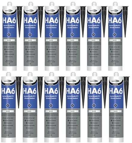 Bond It HA6 High Modulus Marine Silicone Sealant – 12x Black, 310ml | Aquarium-Safe – UV & Saltwater Resistant – Waterproof – Flexible | Ideal Sealant for Glass – Gaskets – & High Movement Joints