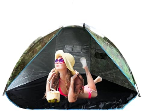 Strandskydd - UV-skydd och vindtät, enkel montering för camping vandring picknick resor trädgård och utomhus