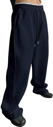 Pantalones de chándal holgados para hombre, informales, con bolsillos para deporte y uso diario, cómodos pantalones de algodón para correr, cintura elástica, pierna ancha, pantalones de deporte largos