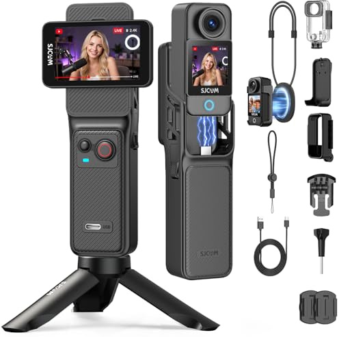 SJCAM C400 4K Action Cam Weiß 128GB,Vlogging-Kamera mit Dual-Touchscreen,7h Akku, 6-Achsen Bildstabilisierung,30-Meter wasserdichte Unterwasserkamera Tauchen und Reisen