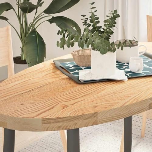 SooIarix Oval bordsskiva 120 x 60 x 4 cm av massivt ek, fint slipad, robust skrivbordsskiva för soffbord eller sidobord, hållbar bänkskiva