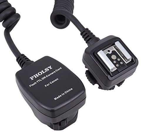 PHOLSY 6.5' / 2 m E-TTL Off Camera Flash Speedlite Sync Cord Hot Shoe Cord Compatible with Canon T8i, T7i, T6, T6i, T6s, T5, T5i, SL3, 90D, 80D, 77D, 70D, 7D, 6D, 5D, M3, M5, M6 etc, Replaces OC-E3