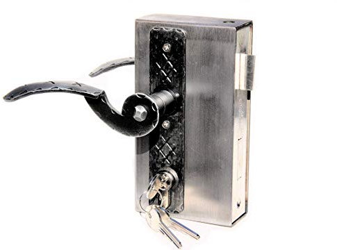 UHRIG Schlosskasten 40mm, Kastenschloss zum einschweißen in Gartentür, komplett Set inkl. Drücker Paar, Kurzschilder, PZ Profilzylinder usw.