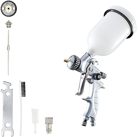 BenBow Paint Spray Gun PK60 HVLP 1,8 mm nozzle + 600ml paint cup - ideal for car primers, DIY projects – suitable for heavier coatings – high spray quality - compressed air spray gun