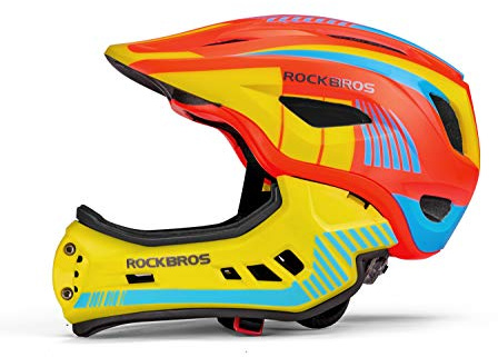 ROCKBROS Kids Full Face Bike Helmet Kids Helmet Toddler Bike Helmets Full Face Protective Safety Helmet for MTB Skateboarding Scooter Roller Skating Cycling S: 48-52 cm, M: 55-58 cm