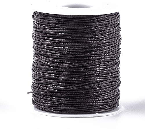 UR URLIFEHALL Cordoncino in cotone cerato, 91 metri, 1 mm, per macramè, perline e braccialetti intrecciati fai da te, colore: marrone cocco