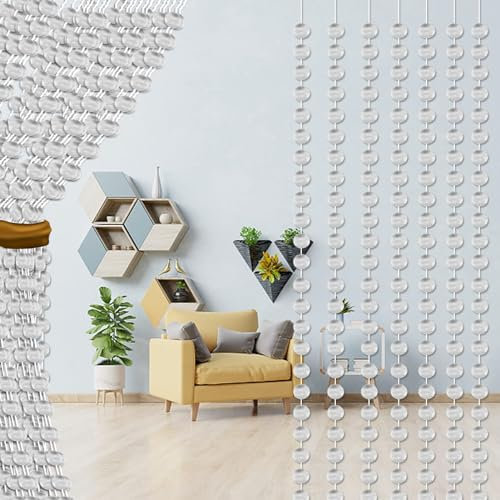 10 m/32,8 pies Cortina de Cuentas Cristal, Acrílico Cortina Flecos Cristal Cortinas Puerta Abalorios separador de habitación de Panel de ventana de flecos roscados (transparente)