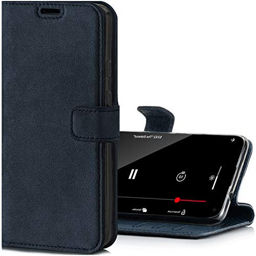 Surazo Leather Wallet Mobile Phone Case Compatible with Samsung S20 Ultra - Flip & Fold Smartphone Case with Stand, RFID Blocker, Magnet Closure, 3 Slots for Bank Cards - Handcrafted European Leather