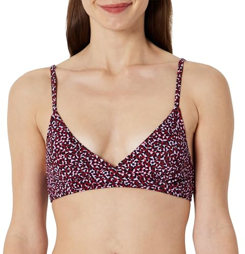 Amazon Essentials Parte superior de traje de baño de bikini clásico con soporte ligero para mujer, leopardo rojo ladrillo, 10