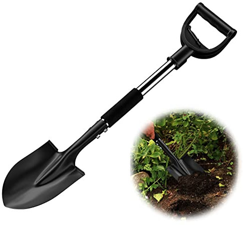 Gartenschaufeln zum Graben, 78 cm kleine Schaufel mit komfortablem D-Griff, Schwarze Spatenschaufeln für Camping, Einfassung, Hohe Belastung Metall kompakte Schaufeln, Mini-Schaufel Stahl