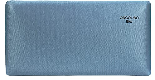 Cecotec Almohada Flow Luxury 135 cm. 100% Viscoelástica, Firmeza Medio-Alta, Núcleo con Carbono Activo, Tacto Extra Suave, Funda Transpirable Azul Metalizada, Antiácaros y Antibacterias