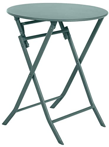 Hespéride - Table de Jardin Pliante Ronde Greensboro Vert Jade - 2 Places - Acier Traité Epoxy Traitement Antirouille Renforcé