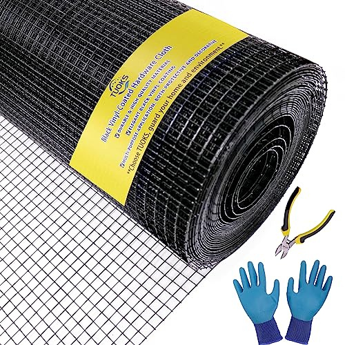 Black Hardware Cloth 1/2 inch 48 x 100 ft 19-Gange PVC Coated Wire Mesh Roll,Black Chicken Wire Fencing,Garden Fencing,Snake Fence, Welded Wire Mesh Fene Roll,Gopher Wire mesh