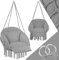 tectake® Columpio Jardín Exterior, Silla Colgante con Cojín Grueso Extraíble, Sillón Balancín con Robustas Cuerdas de Sujeción y 2 Anillas de Fijación, Hamaca Colgante para Interior y Exterior - Gris