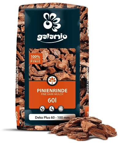 GALAMIO Pinienrinde Deko Plus 60-100mm 60l Sack 1 Paket Pinienmulch Pinienerde Rindenmulch Pinienborke Pinie Mulch Bark Rinde Für Pflanzen Garten Terrarium Dekorativer Bodenbelag Paligo