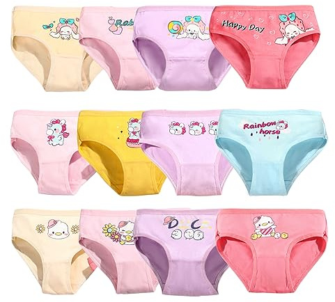 QIYIENDIAN 12 Pcs Culottes pour Filles,Slip Mignon pour Enfant/sous-vêtements en Coton pour Enfants(U1,1-2Years)