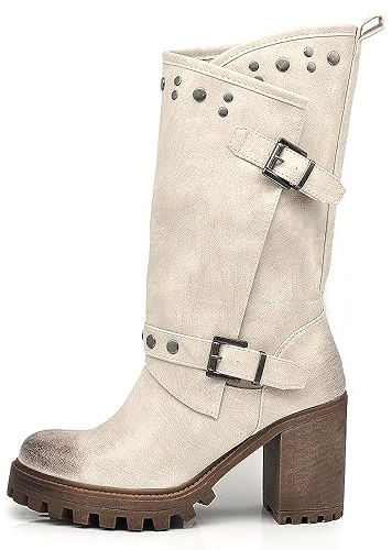 IF FASHION G669 Botines de tacón alto de piel sintética para mujer, 38 EU
