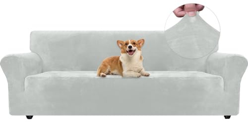 Ystyle Funda Sofá Terciopelo 4 Plazas, Funda De Sofa Verano, Gris Plata | Fundas Para Sofa Ajustable, Cubre Sofas Elastica, Protector Sofa Anti Gatos, Fundas Sofas Con Reposabrazos
