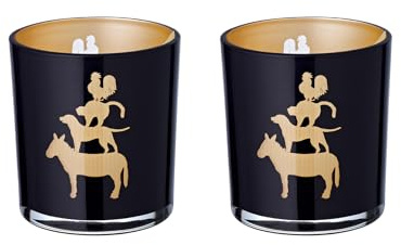 Set di 2 bicchieri da tè con motivo animale, altezza: 8 cm, colore: nero